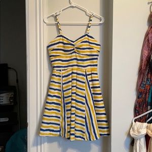 Yellow Blue White Striped Sun Dress
